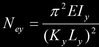 L x é o comprimento efetivo de flambagem por flexão em relação ao eixo x; K y L y é o comprimento efetivo de flambagem por flexão em relação ao eixo y e K z L z é o comprimento efetivo de flambagem