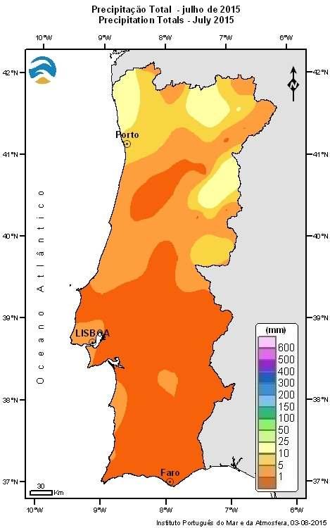PRECIPITAÇÃO O valor médio da quantidade de precipitação em junho, 3.5 mm, foi inferior ao valor médio (13.8 mm), classificando-se este mês como seco.