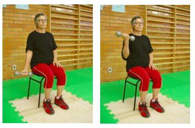 Procedimento: O avaliado senta na cadeira com as costas retas, pés no chão e o lado dominante do corpo próximo a borda da cadeira.