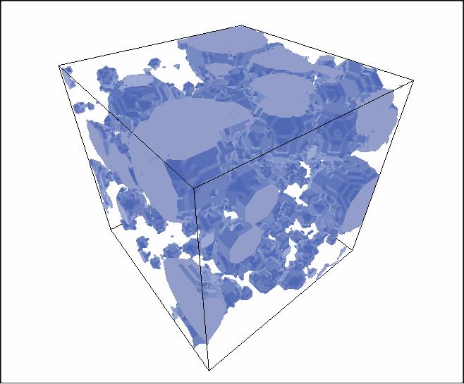 Figura 1. Aspecto de uma imagem -D de rocha reconstruída com o método das esferas sobrepostas.