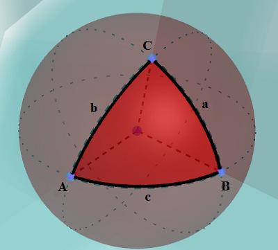 podem ser reescritos como, e. Além disso, os triângulos esféricos possuem três alturas, três bissetrizes internas e três medianas. Com a mesma definição de triângulos planos.