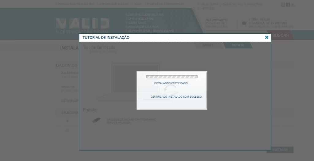 Sistema estará efetuando a instalação do certificado; 31.