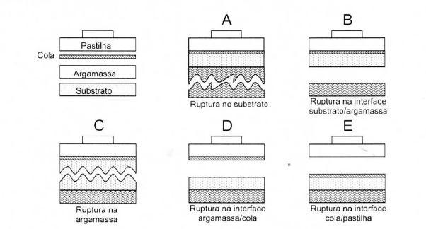 chapisco/ argamassa, para bases com aplicação de chapisco e na interface argamassa/ substrato quando a base não recebe chapisco.