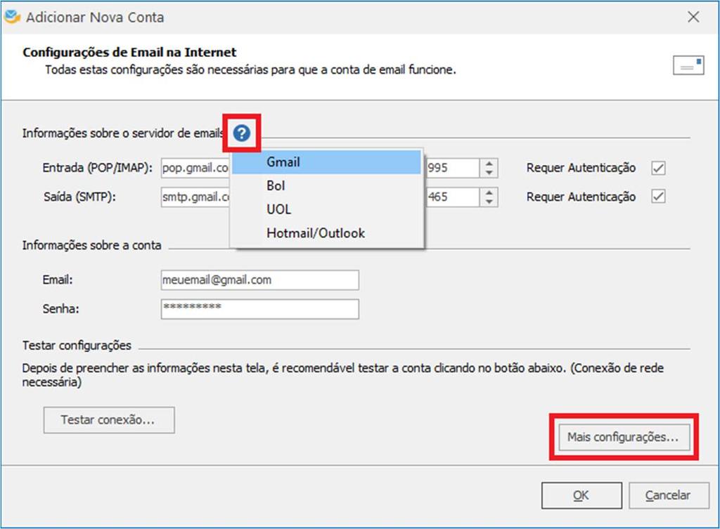 3. Clique no botão Novo para configurar uma Nova Conta de disparo de emails. Note também em destaque o botão Zerar Consumo.