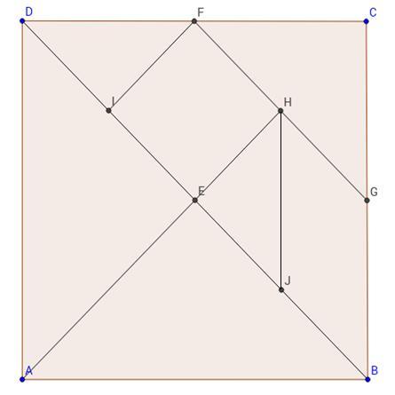 - Desenhe um quadrado de 8 x 8 cm. Desenhe as 2 diagonais.