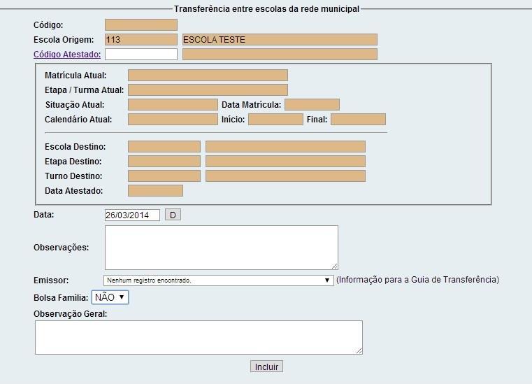 acesse: Procedimentos > Transferências > Transferências entre as Escolas da Rede > Transferir Aluno.