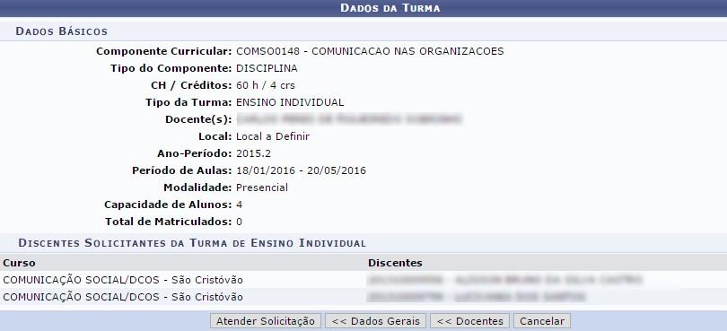 1 Criar turma de ensino individual: Após adicionar o(s) docente(s), será direcionado para esta página de resumo. Confirme os dados da turma.