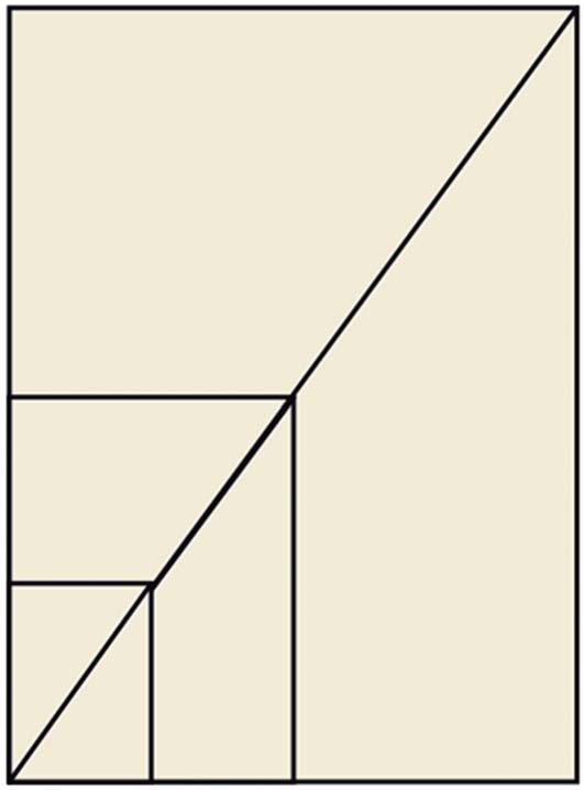 Matemática Agora, com o auxílio da régua, meça as bases e as alturas de cada um dos retângulos, calcule a razão entre a base e a altura de cada retângulo e preencha a tabela: Tabela A Base Altura