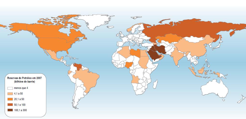 Reservas no mundo e no Brasil Petróleo 1238 bilhões de barris 17