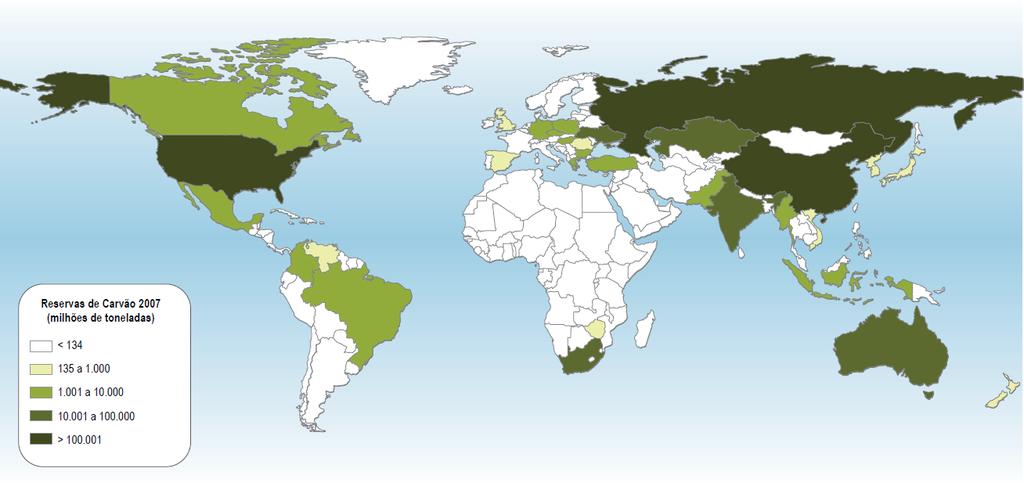 Reservas no mundo e no Brasil Carvão mineral 847