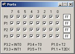 Por exemplo, de P0.0 a P0.7; de P1.0 a P1.7; e assim sucessivamente. O 8051 pode acessar, individualmente, cada um dos 8 bits de cada um de seus 4 ports de I/O. Todos os ports são tipo latch.