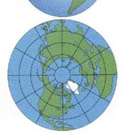 No tipo normal (ou polar), o ponto de tangência representa o pólo norte ou sul e os meridianos de