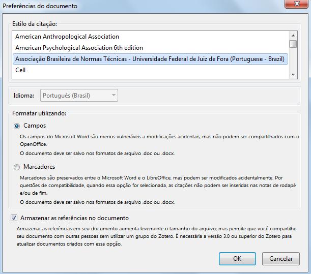 Utilização Extensão Word No momento da inclusão da primeira referência, será necessário