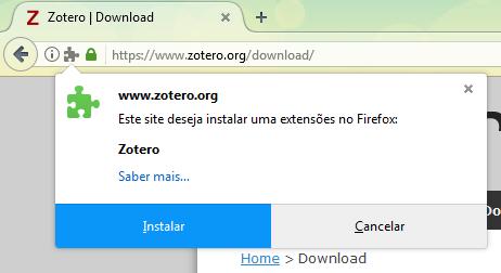 Instalação Mozilla Firefox Após o software ter sido baixado, clicar em Instalar, no canto superior