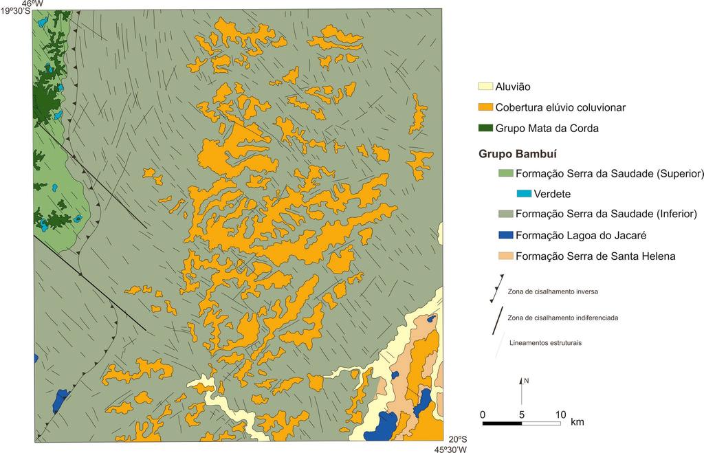 48 Figura 3. Mapa geológico simplificado da Folha Luz, exibindo a distribuição das unidades do Grupo Bambuí.