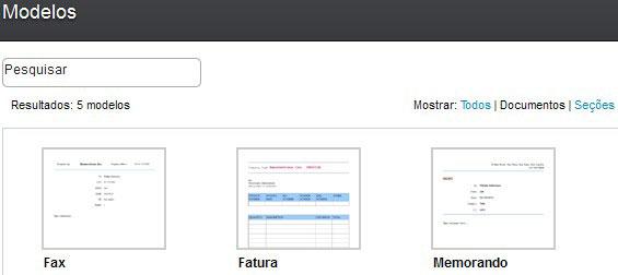 Por exemplo, é possível criar uma fatura a partir de um modelo de documento, que inclua estrutura predefinida, formatação de texto, layout de página e outros estilos.