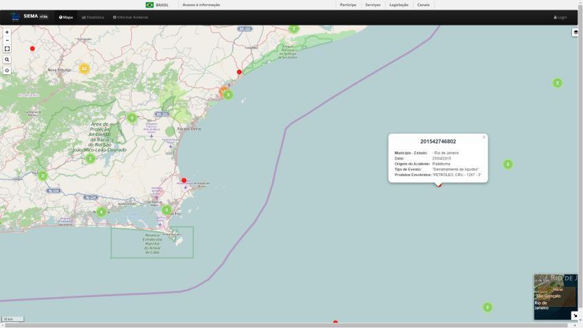 acidentes ambientais, visualização de mapas interativos