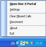 10.3 Configurações do one-x Call Assistant 1. Clique com o botão direito no ícone do one-x Call Assistant. O menu de opções é exibido. 2. Selecione Configurações.