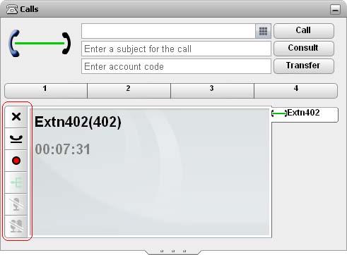 3.1 Botões de chamada Fazer e atender chamadas: Os botões na parte inferior esquerda da tela da chamada são usados para acessar os recursos para a chamada atualmente exibida.