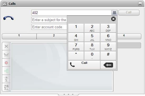 3.3.2...usando o teclado de discagem Você pode obter acesso a um teclado de discagem de números como parte do miniaplicativo Chamadas. 1.