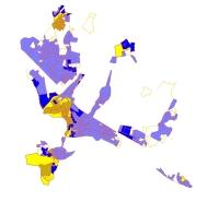 ! MORAN MAP Moram Map é um mapa síntese que combina o LISA MAP e o BOX MAP, destacando os polígonos com significância abaixo de 5% e seu respectivo quadrante.