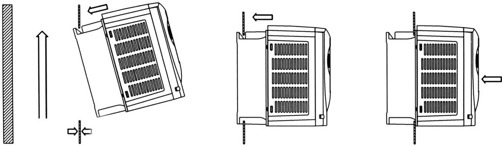 CAPÍTULO 3 INSTALAÇÃO 3.1.3.3 Montagem em Duto O inversor também pode ser instalado em um duto refrigerado a ar. Neste caso, consulte os passos para a instalação apresentados na Figura 3.