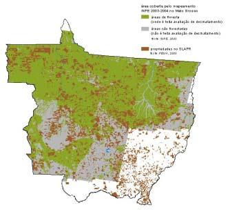 Figura 2. Área mapeada pelo INPE 2003-2004 Tabela 2.