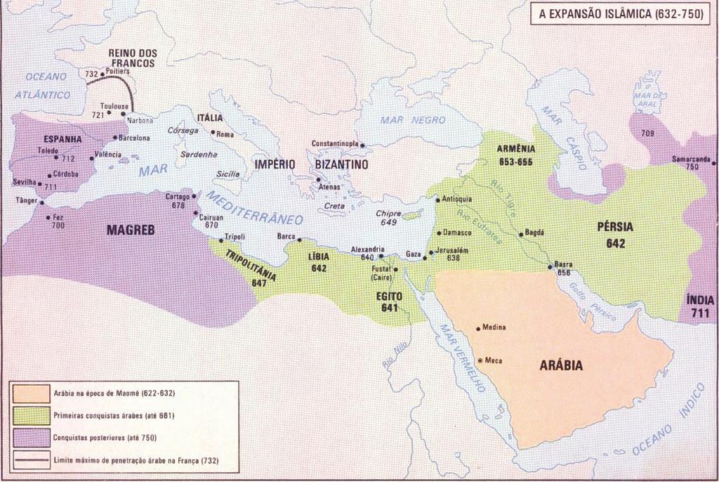 Unidade: O Imperio Bizantino e a Expansão do Islamismo Medina foi, portanto, o primeiro centro organizado do Islã. Aqueles que não se converteram foram expulsos ou mortos.