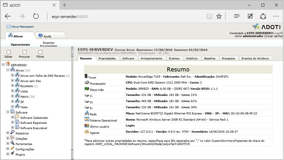 Interfaces do Sistema ADOTI As interfaces de gerenciamento do sistema ADOTI são acessadas de forma integrada via navegador de Internet (IE, Firefox, Chrome).
