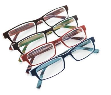 Óculos de leitura com textura listada 2 NOVO Hastes com decorações listadas Inclui estojo 50 mm 26 mm 18 mm 140 mm Disponível a partir de 05/2017 Conjunto de óculos