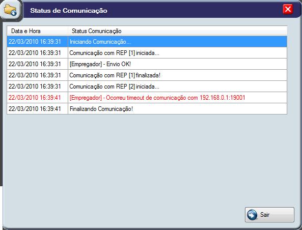 Selecione o REP que receberá o cadastro de biometrias e clique em Avançar. Verifique se a comunicação com o REP foi realizada com sucesso.