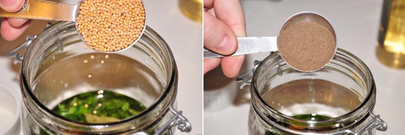 Adicione a mostarda em grãos e a pimenta do