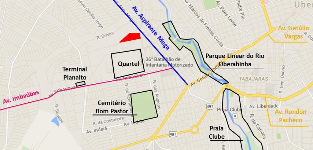 O acesso ao Residencial Baltimore, a partir dos demais setores da cidade, pode ser realizado mediante duas vias estruturais: as avenidas Getúlio Vargas e Rondon Pacheco (indicadas em amarelo na