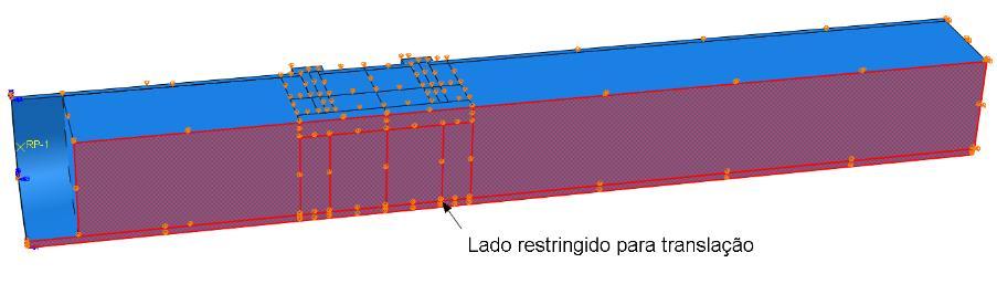 No modelo numéricos os nós possuem um identificador, para o concreto, nó 65, e para o tubo de aço, nó 221. Figura 7 - Localização dos nós referentes aos deslizamento relativo 3.