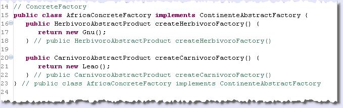 As interfaces AbstractProductA e AbstractProductB formam as famílias de produtos que podem ser criados.