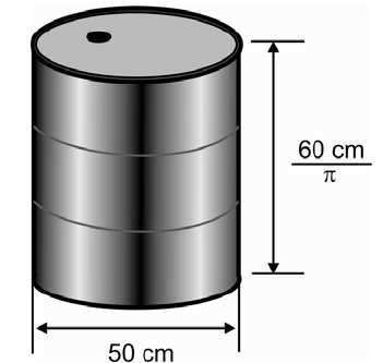 1) Calcular a área lateral, a área total e o volume de um cilindro reto, cujo diâmetro da base mede 12 cm e a altura, 5 cm.