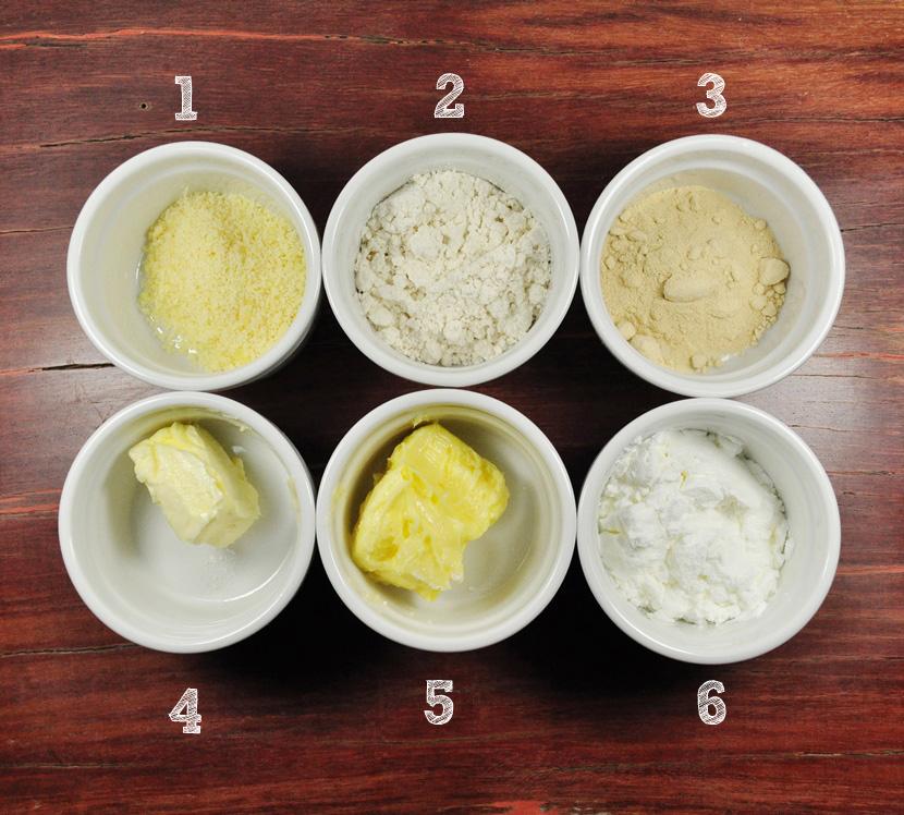 1) Queijo parmesão a gosto (opcional); 2) 200g de farinha de trigo; 3) 4) 5) 6) 68g de creme de cebola (equivalente a 1 pacote) 50g de