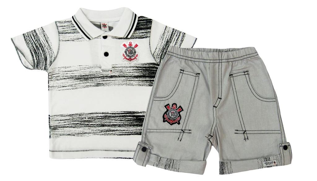 Conjunto Polo e Shorts Curto Menino TAM.