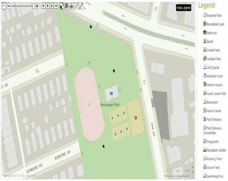 20 - Detalhe do mapa de Munique dificuldades na detecção dos símbolos sem moldura. Fig. 19 - Símbolo de parque - pode ser interpretado como prédio de uma universidade ou um monumento histórico.