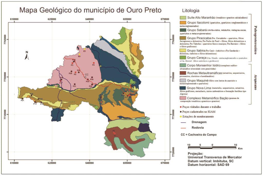 14 Figura 1: Mapa geológico da área do município de Ouro Preto/MG.