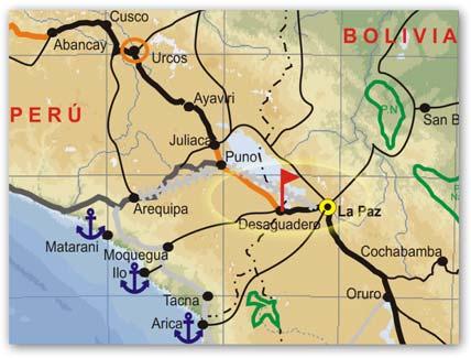 17 Centro Binacional de Atendimento de Fronteira de Desaguadero Eixo de Integração Andino Grupo 8 Conexão Peru-Bolívia (Huancayo-Ayacucho- Tarija-Bermejo) Países Bolívia - Peru Situação atual