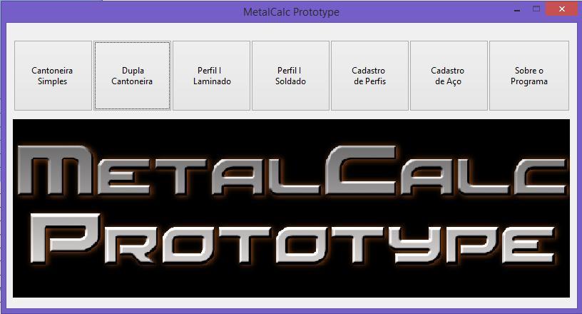 47 5.3 INTERFACES E RELATÓRIO O protótipo recebeu o nome de MetalCalc Prototype e é constituído pelas seguintes interfaces: principal, cálculo, cadastro de perfil, cadastro de aço, sobre o programa e