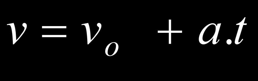 Equações do MUV 1ª - Da velocidade em função do tempo: Vo Velocidade