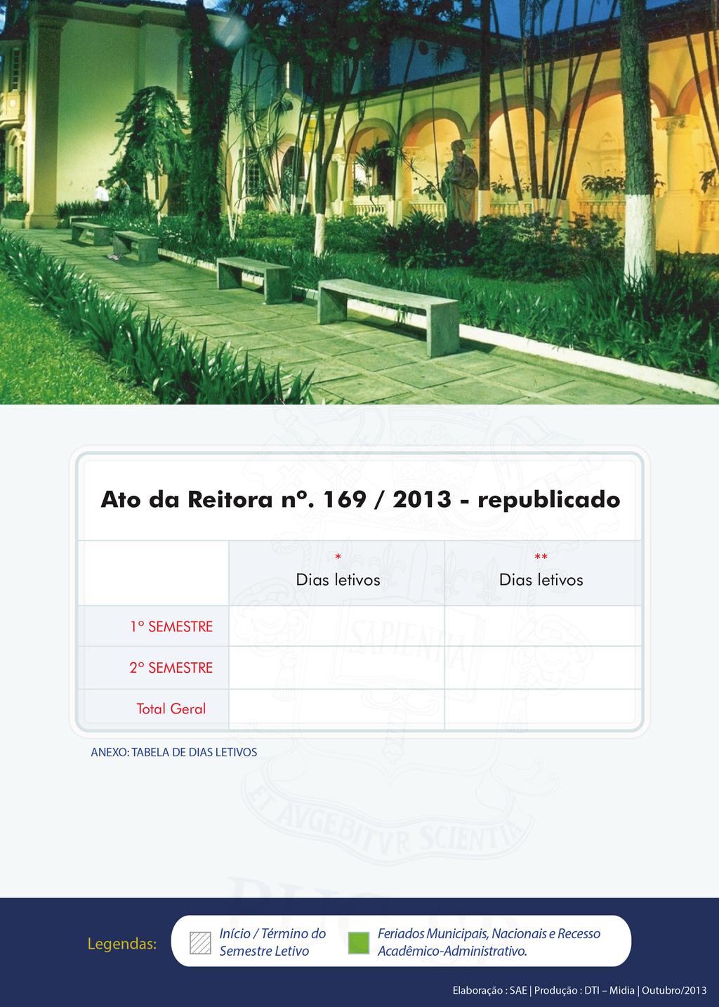 108 e 107 12 109 11 2/216 26 * Campus: 1 semestre :Monte Alegre, Marquês de Paranaguá, Ipiranga e Santana (108)