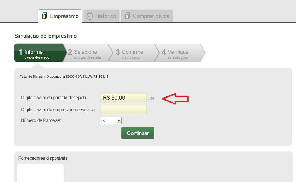 >APÓS AS INFORMAÇÕES DIGITADAS E AS INFORMAÇÕES CONFERIDAS, CLIQUE EM EFETUAR RESERVA DE MARGEM.