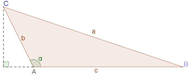 a 2 = b 2 + c 2 2. b. c. cos(α) (6.7) Fig.6.8: Exemplos de Triângulos onde pode ser aplicada a Lei dos Cossenos.