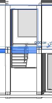Figura 59: Elevação frontal da residência com pele de vidro na escada Fonte: Adaptado do