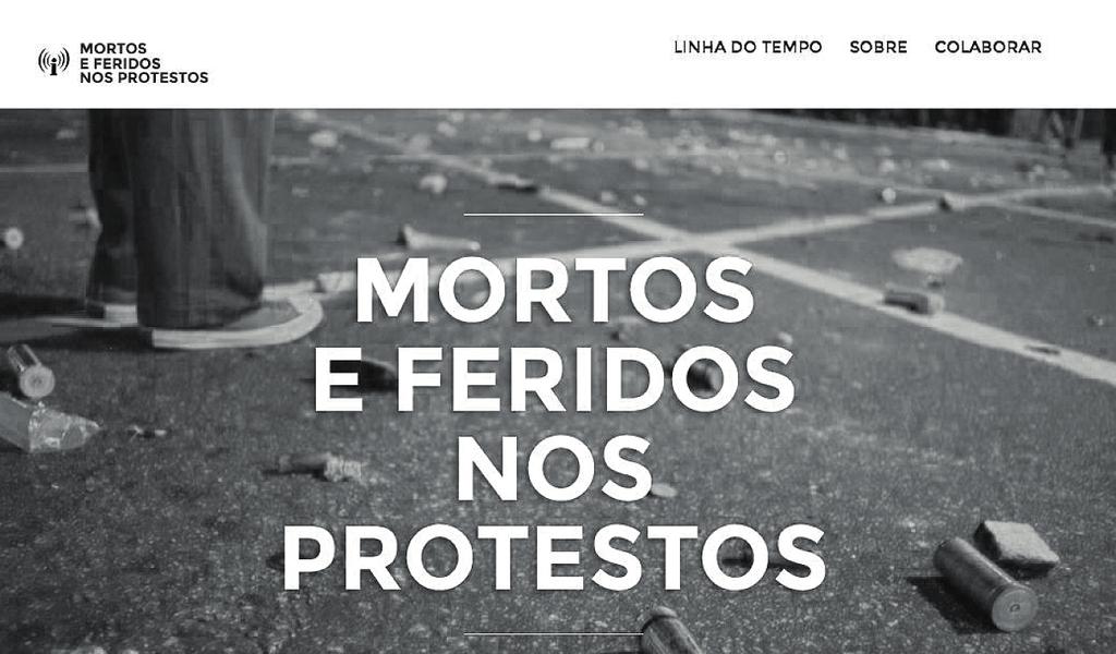 AS NARRATIVAS COLABORATIVAS NOS PROTESTOS DE 2013 NO BRASIL... Imagem 6. Mortos e Feridos nos protestos Fonte: http://mortoseferidosnosprotestos.