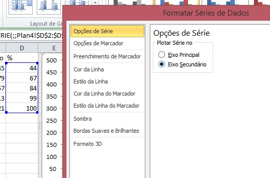 Construção do gráfico no Excel: - Gerar o