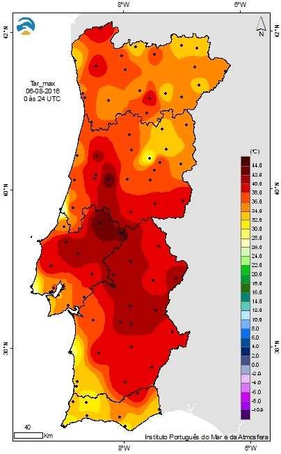 Tempo extremamente quente Ao longo do mês destacaram-see 2 períodos com valores de temperatura muito superiores ao normal, dias 5 a 14 e 21 a 27 (Figura 3).